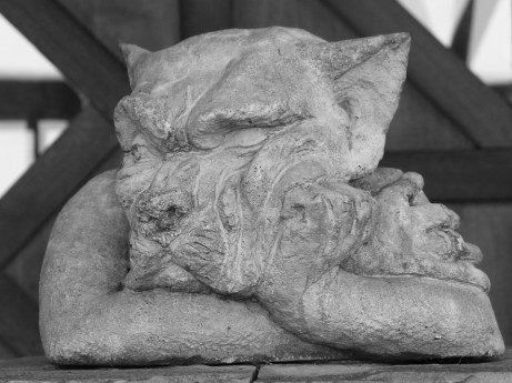 Wolf Dog Bored Grim Statue Sullen Garden Statue