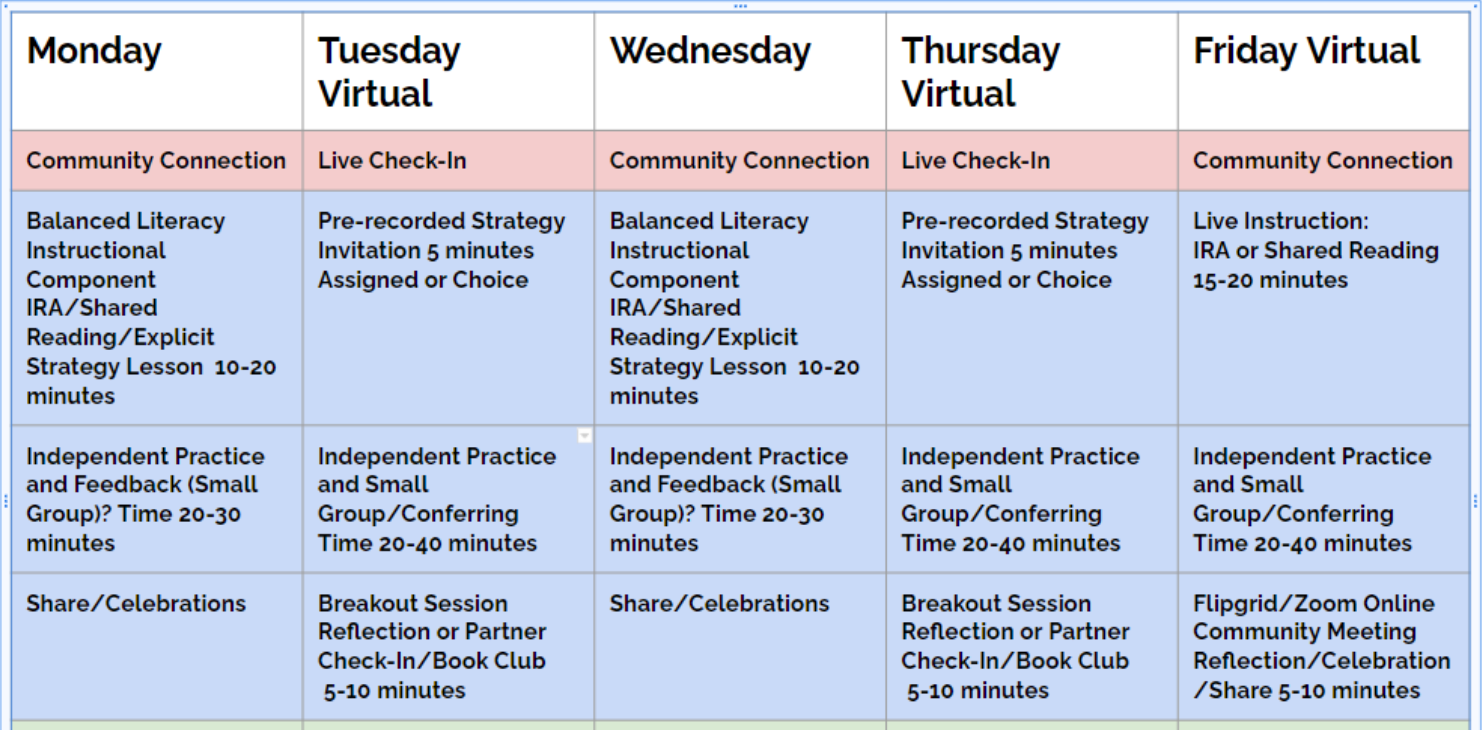 Reading schedule bold